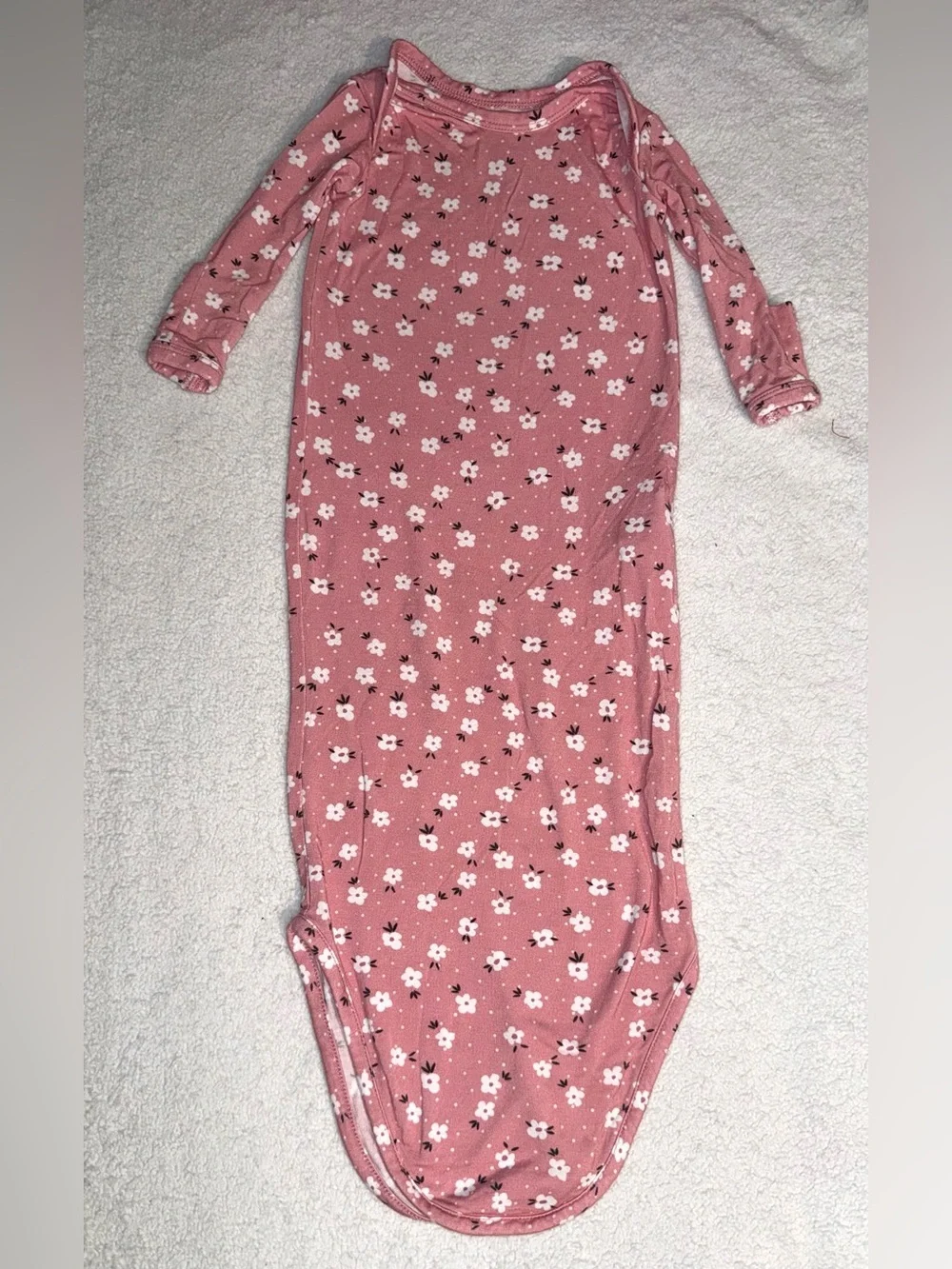 Posh Peanut Baby girl floral print long sleeve sleep gown, size 0-3 mos